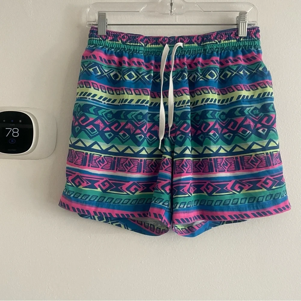Chubbies Pink and Blue Patterned Swim Trunks size medium